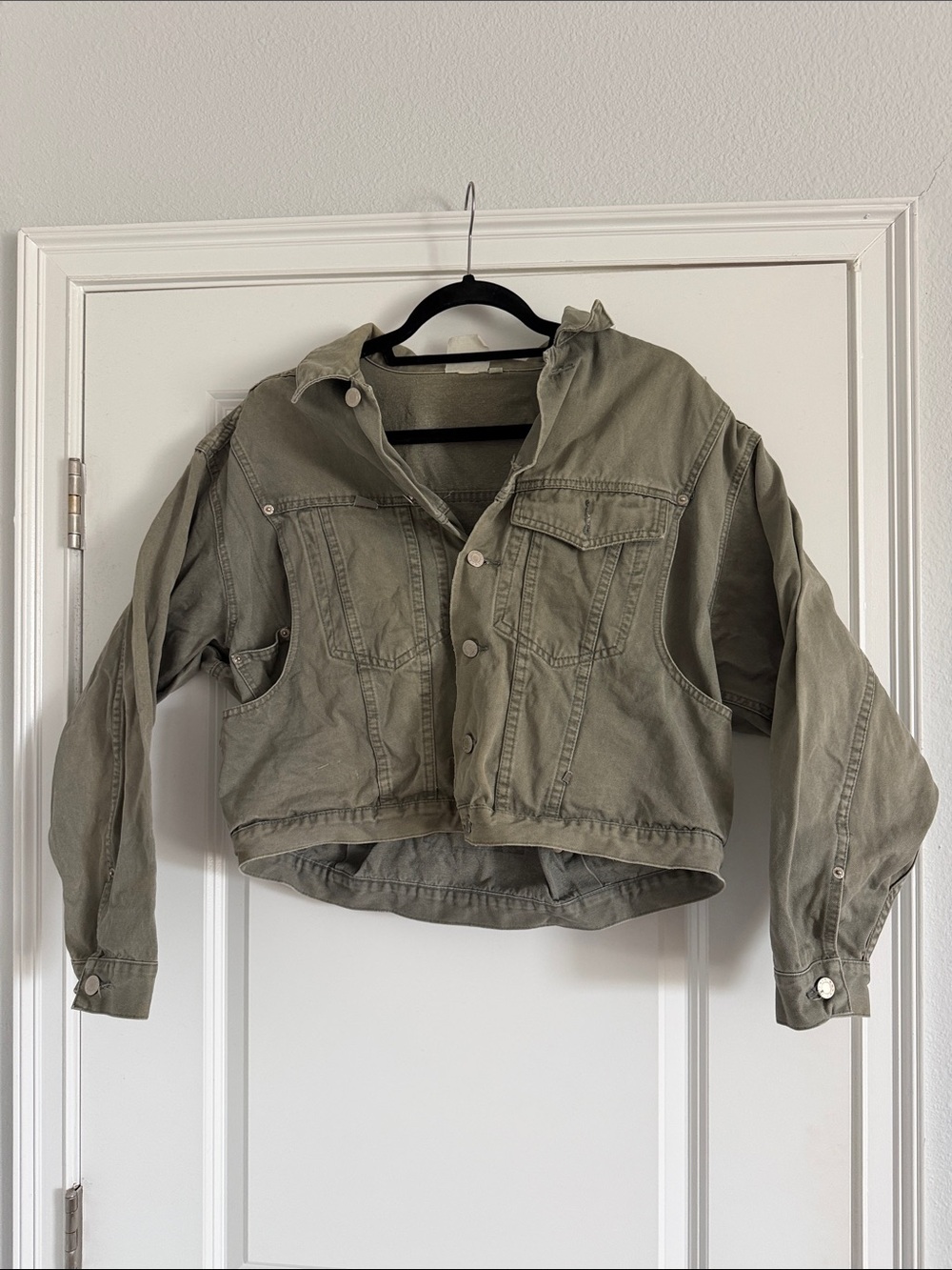 ESPIRIT Cropped boxy Olive Green Denim Jacket